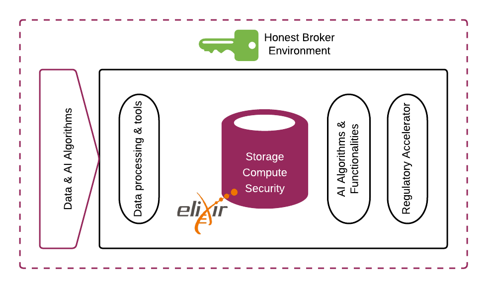 Chart displaying an overview of the repository and tools offered by BIGPICTURE within the Honest Broker environment. 