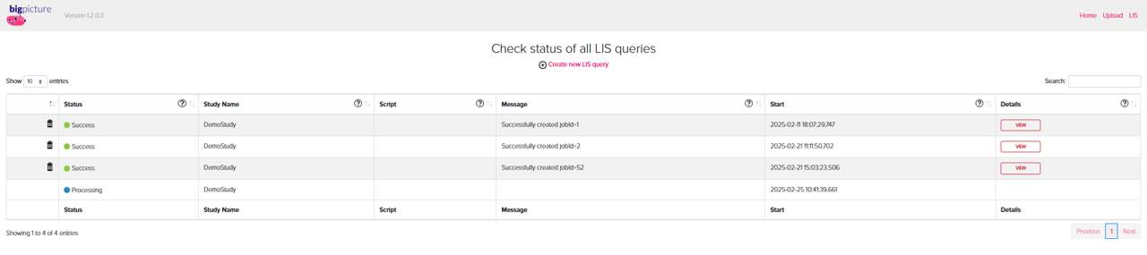 Data transporter: query status processing